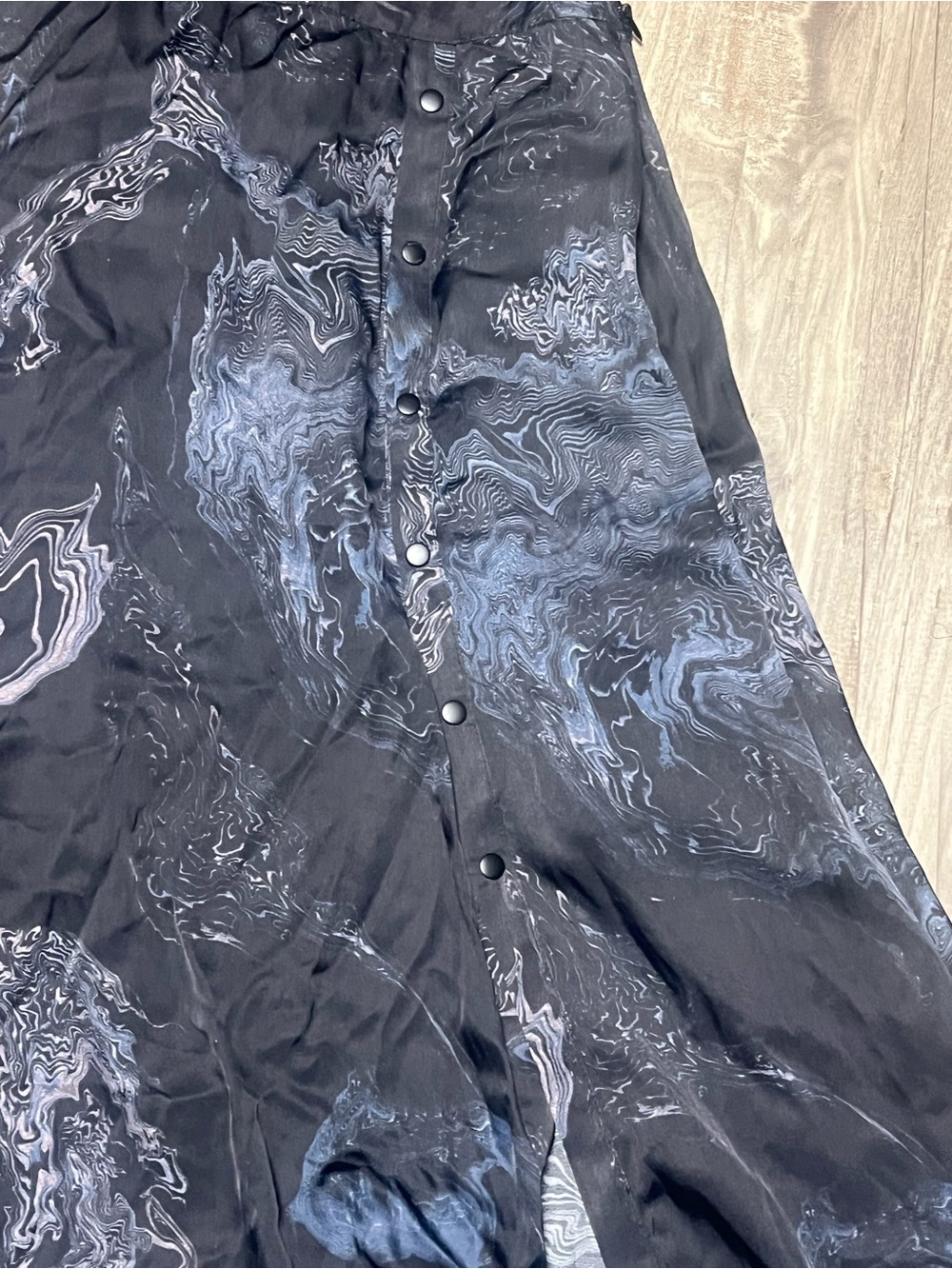 AllSaints Rafaela Hatsukoi Dress US 4 Marble High-Low Cutout Tucked Midi - Picture 4 of 8